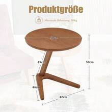 Modern Minimalist Round Wooden Table, Solid Wood Side Table, Sofa Side Table, Living Room Side Table That Slides Under The Sofa, TV Table For Small Spaces That Fits Over The Sofa. - Natural - View 2