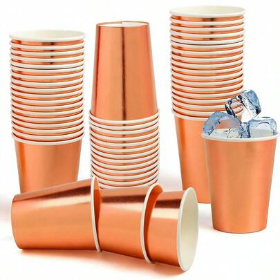 Bộ 100/80/50/40/30/25/20/15/10/5 chiếc cốc giấy màu vàng hồng, cốc giấy đa năng dùng cho đồ uống, nước ép, sữa, thích hợp cho đám cưới, sinh nhật, tiệc mừng em bé, quà tặng tiệc tùng, phù hợp cho các bữa tiệc ngày lễ, dã ngoại, cắm trại, thích hợp cho nhà bếp gia đình, bộ đồ ăn nhà hàng.
