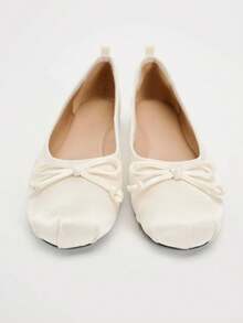 2026 Spring/Summer New Arrival Women Shoes, Bow Decor Ballet Flats - White - View 4