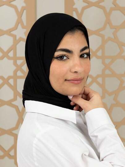 1pc Hijab Cap, Women's Middle Eastern Arabic Dubai Turkish Muslim Solid Color Classic Minimalist Casual Elegant Humble Modal Silk Soft Breathable Comfortable Long Brim 2-In-1 Scarf Turban Jersey Hijab, Suitable For Daily Life, Festivals, Gatherings, Worship