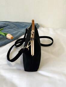 New Retro PU Material Handbag, Detachable Women's Shoulder Bag With Buckle Wallet - Black - View 7