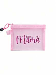 1 chiếc túi đựng mỹ phẩm lưới có khóa kéo màu đỏ hồng bóng in chữ "Mama" dành cho nữ, túi đựng đồ vệ sinh cá nhân trong suốt, túi trang điểm nhẹ có khóa kéo, túi du lịch, hộp đựng đồ trang điểm du lịch, hộp đựng bút chì, ví đựng tiền xu đa năng, quà tặng tuyệt vời cho người yêu và gia đình, hộp đựng mỹ phẩm ký túc xá sinh viên, túi du lịch cho nam, túi quà tặng cho phù dâu, món quà tốt nhất dành cho mẹ, có 5 màu. - Nhiều màu - Xem 12