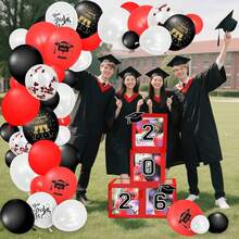 Juego de 107 cajas de luz de globos de decoración de graduación 2025, suministros de despedida de soltero, fondo fotográfico para collage celebración de la escuela secundaria (juego negro) - Red2 - Ver 3