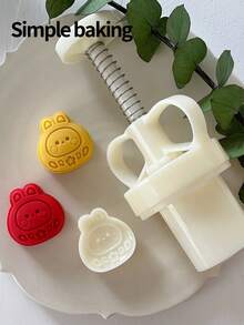 Bộ khuôn làm bánh mini hình hoạt hình, thiết kế dễ thương với hình gấu nhỏ, thỏ nhỏ, bánh sừng bò và bánh đậu xanh, khuôn làm bánh trung thu, khuôn làm bánh maamoul tiện dụng, khuôn cắt bánh quy. - Xem 6