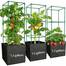 3pcs Extra Large Rectangular Planting Bags With Handles, 27L Capacity, Foldable, Durable Non-Woven Fabric, Suitable For Indoor And Outdoor Gardening, Vegetables And Flowers - Black - View 2