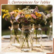 Vintage Glass Flower Vase, Farmhouse Glass Centerpiece Vases Mason Jars For Weddings, Parties & Home Decor Bulk (12, Transparent)  Bud Vases For Flowers For Rustic Wedding KDW8 - Hổ phách - Xem 8