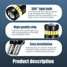 4 bóng đèn LED T10 W5W | Độ sáng tăng 300%, chiếu sáng hình cầu 720° | Cắm là dùng, vỏ hợp kim nhôm, tương thích 12/24V - Máy ảnh T10 màu đen kèm ống kính - Xem 3