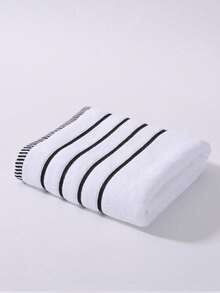 1 pieza/2 piezas Toalla de bambú y toalla de baño de moda minimalista moderna con patrón de líneas (ligera), que no suelta pelusa, muy absorbente, súper suave, durable accesorio de baño, mejor regalo para la pareja. Tamaño de la toalla: 40*75cm, Tamaño de la toalla de baño: 70*140cm - Blanco - Ver 11