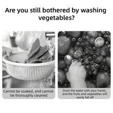 1個多功能廚房洗滌籃 - 塑料,附排水孔,有效排水,可沖洗米、蔬菜和水果 - 節省空間設計,適合小廚房和洗碗 - 多功能儲物籃,可用於洗滌和瀝乾水果、蔬菜、米和穀物 - 節省空間的廚房收納器與高效儲物配件 - 均碼 - 查看 4