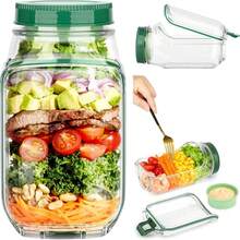 2Pcs Salad Pod Container, Vertical Layering Salad Pod, Built-In Bowl Design, Plastic Interval Salads Box With Leak Proof Sauce Dressing Case, Fresh Salads Storage For Lunch, Fruit - Green - View 5