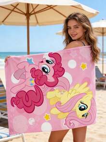 MY LITTLE PONY Printed Beach Towel 70*140, Double-Sided Plush Sports Towel, Soft And Quick-Drying Bath Towel, Double-Sided Plush Beach Swimming Large Towel, Striped Sports Style, Water-Absorbent Without Shedding Fibers, Outdoor Sun Protection - Multicolor - View 2