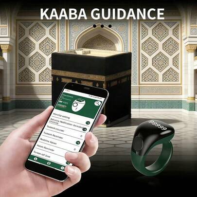 Waterproof Ring With APP Smart Prayer Counter, Bluetooth Connectable Adjustable Digital Counter, Rosary Ring With LED Display Electronic Counter