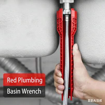 1 chiếc cờ lê vòi đa năng, dụng cụ lắp đặt và tháo dỡ đường ống 8 trong 1, thích hợp để lắp đặt/tháo dỡ ốc vít bồn rửa, dụng cụ sửa chữa đường ống.