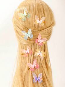 2pcs Fashion New Butterfly Hair Clips, Cute Gift For Girls, School, Birthday, Side Bangs Hairpin, Colorful Small Hair Clips, Hot Selling - Mixed color - View 5