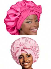 Conjunto de 4/2/1 Toucas de Banho Femininas com Laço, Touca de Banho com Faixa de Cabelo, Touca para Cuidados com o Cabelo, Ideal para Dormir e Tomar Banho, Reutilizável, Essencial para Viagens, Presente para o Dia das Mães - Tamanho único - Ver 11