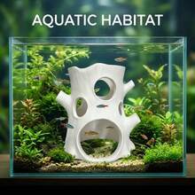 Decoración de cueva hueca impresa en 3D en PLA para acuario, casa de escondite para peces y camarones, adecuada para entornos de agua dulce y salada, diseño perforado único que proporciona un espacio cómodo para esconderse, descansar y criar para peces betta, peces pequeños y camarones, ayuda a reducir el estrés de los peces y crea un paisaje acuático natural y vívido - Acuario feliz - Ver 6