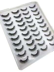 20 Pairs Criss-Cross Fluffy Faux Mink Eyelashes, Natural Long Handmade Curly 3D Lashes, Mixed Style Artificial Eyelashes - Black - View 4
