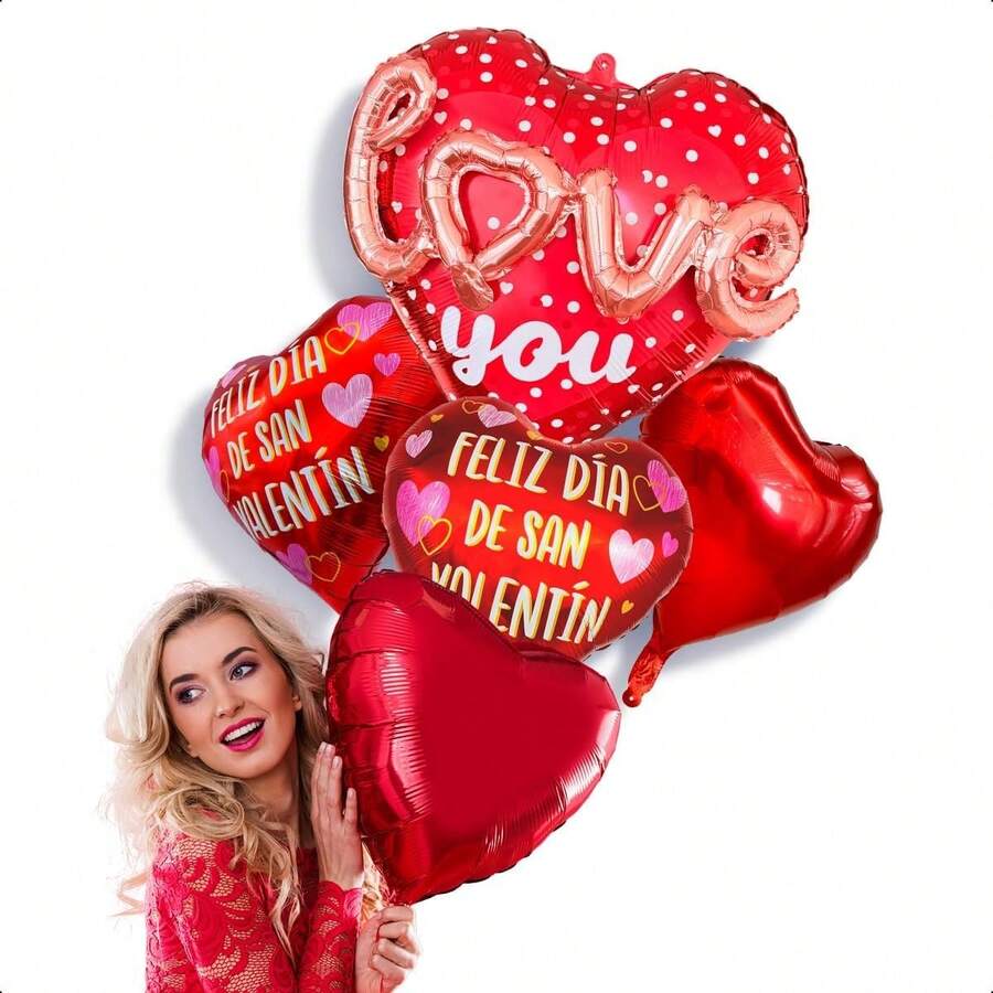 Kit racion de Globos Metálicos de Corazones + Letrero Metálico "LOVE" Bouquet Regalo para Fiestas 14 de Febrero San Valentin (Oro rosa) - Oro rosa - Ver 1