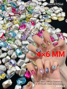 KIRAME 30pcs/50pcs/100pcs Đá trang trí móng tay hình chữ nhật và bát giác đáy nhọn 4x6mm K9 siêu bóng nhiều màu, dùng để tự làm móng nghệ thuật, trang trí móng tại salon, phụ kiện làm móng, quà tặng Giáng sinh, Năm mới, ngày lễ. - Nhiều màu - Xem 3