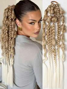 24inch European And American Style Faux Hair Braided Ponytail, Fashion Boxer Braid Wig For Women - Multicolor - View 10