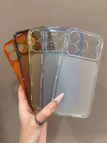 Minimalist Clear Glossy Camera Protection Phone Case Compatible With IPhone 17 ProMax 17Pro 17 Air 16 ProMax 15 14 13 Pro Max Matte Transparent Back Cover - Transparent Powder - View 4