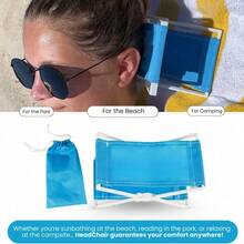 Portable Foldable Beach Head Pillow, Vintage Style Lounge Chair Pillow For Travel Camping - 藍色 - 查看 5