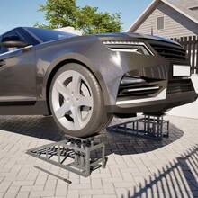 2-Piece Car Loading Ramp Set, Height-Adjustable, With Jack, Loading Ramp, Lifting Platform - Grey - View 9