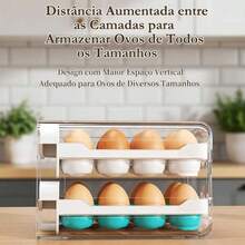 Acrylic Egg Holder, Refrigerator Organizer, Double Capacity Drawer, White Color - 白色 - 查看 5