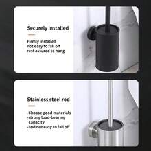 1pc Stainless Steel Toilet Brush, Compact Space-Saving Design, Ergonomic Deep Cleaning Handle, Leak-Proof And Easy Assembly Bathroom Cleaning Tool, Efficient Sanitary Maintenance | Easy Clean Material, Toilet Accessories - Floor-Standing Or Wall-Mounted Options - Multicolor - View 9