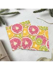 20 piezas Servilletas impresas con patrón de limón de colores - Servilletas de estilo occidental para cenas, adecuadas para fiestas de primavera/verano, reuniones al aire libre, cocina del hogar, fiestas de cócteles, cumpleaños y celebraciones de graduación, servilletas cuadradas de cóctel con patrón decorativo, decoraciones para fiestas - Ver 11