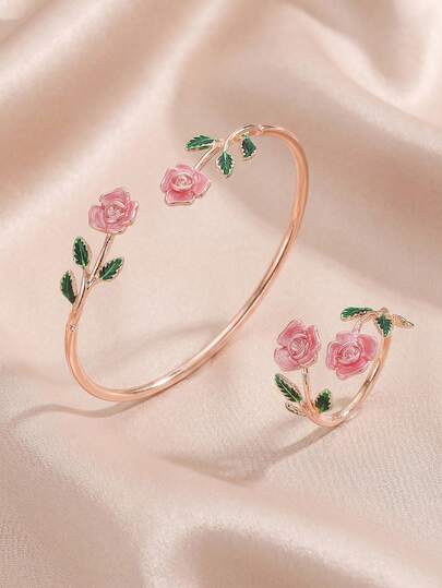 Bộ trang sức trang trí hoa 2 món Valentine, Mẹ, Mẹ, Ngày của Mẹ, Quà tặng