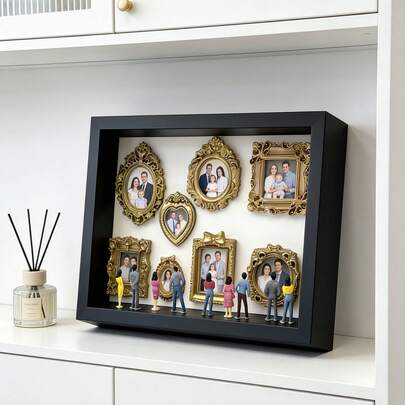 1 Set Time Memory Photo Museum Silhouette Box, Includes Visitor Kit, Celebrate Precious Memories In A Unique Way, Personalized Distinctive Commemorative Decor Photo Frame Statuette Shadow Box