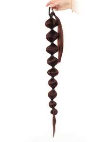 Brown Bubble Ponytail Hair Extension For Women, Long Wavy Synthetic Wrap Around Ponytail Hairpiece, Voluminous Bubble Braid Hair Extension For Parties, Cosplay, Weddings And Daily Wear, Halloween - Multicolor - View 14