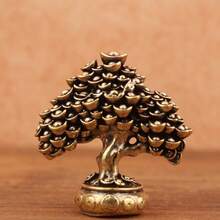 Adorno de escritorio de latón en forma de lingote de árbol, delicado y hermoso - Árbol del dinero - Ver 3