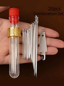40pcs Premium Stainless Steel Sewing Needles, 7 Sizes Large Eye Sharp Point Sewing Needles, Leather Embroidery Needles With Threader, Suitable For Hand Sewing Arts And Crafts - B - View 10