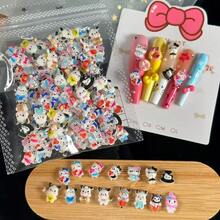SANRIO Bộ 100 miếng/gói trang trí móng tay hoạt hình ngẫu nhiên, hình ảnh Dopamine dễ thương, kem, mèo và phụ kiện tự làm ốp điện thoại. - Nhiều màu - Xem 8