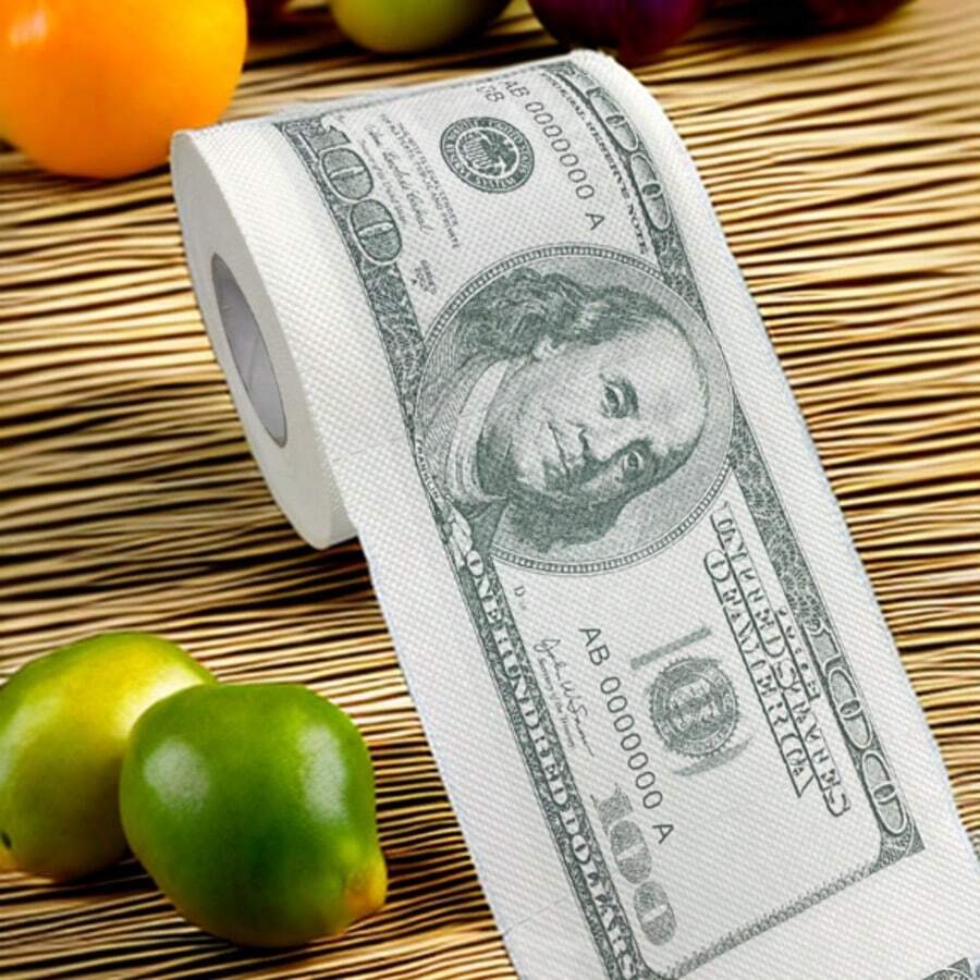 1 Roll, $100 Bill Pattern Toilet Paper, Funny Prank Birthday Party Creative Gift