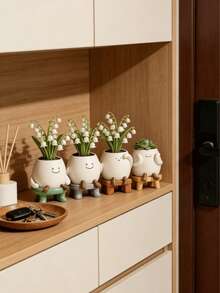 1 buah Pot Bunga Kartun Lucu Berbentuk Wajah Tersenyum, Dekorasi Kreatif Berbentuk Bangku untuk Sukulen, Tanaman Pot Kecil, Desain Karakter Menarik untuk Meja, Rumah, Taman, Balkon, Bonsai Unik, Kaktus, Dekorasi Tanaman Hijau - beraneka warna - View 11