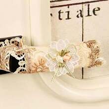Conjunto de 6 peças de renda floral branca, ideal para projetos de costura e artesanato de casamento. - Ver 2