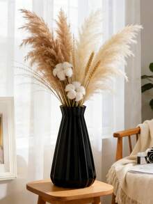 Minimalist Pleated Resin Vase, Matte Black Striped Vase, Modern Nordic Home Decor Suitable For Living Room, Bookshelf, Tabletop And Entryway, Ideal Housewarming Gift, Fashionable Accent For Succulents, Dried Flowers And Fresh Flowers, Perfect For Minimalist And Industrial Interior Styles - Conical Vase - View 8