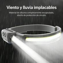 Linterna frontal recargable, banda para la cabeza impermeable y ligera con LED amplio, lámpara frontal para trabajo, camping, pesca, correr, senderismo - A - Ver 2