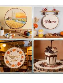 8Pcs Wood Slices For Centerpieces 7-8 Inch, Natural Wood Rounds For Crafts, Large Wood Slabs For Rustic Wedding Decor, Centerpiece Table Decorations And DIY PRO - A - View 3