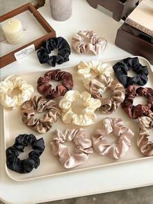 6/1pc Satin Scrunchie, High Elasticity No Damage To Hair, Basic Vintage Sweet Hair Accessory - Suitable For Women And Girls, Daily Wear, Dating, Vacation, School - Multicolor - View 8