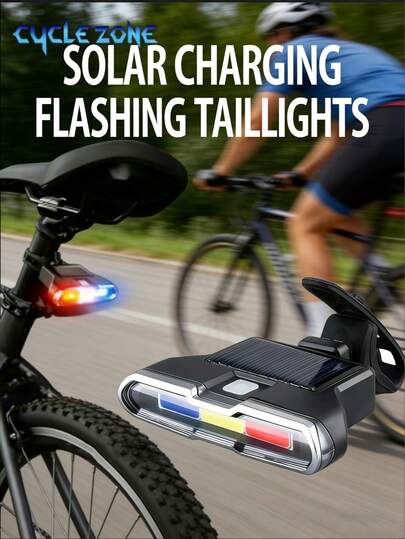 Cycle Zone 1 đèn hậu xe đạp sạc USB, đèn cảnh báo LED với đèn COB màu đỏ, trắng và xanh dương, 3 màu sắc cho việc đi xe ban đêm, đèn báo hiệu xe đạp leo núi, đèn an toàn nhấp nháy.