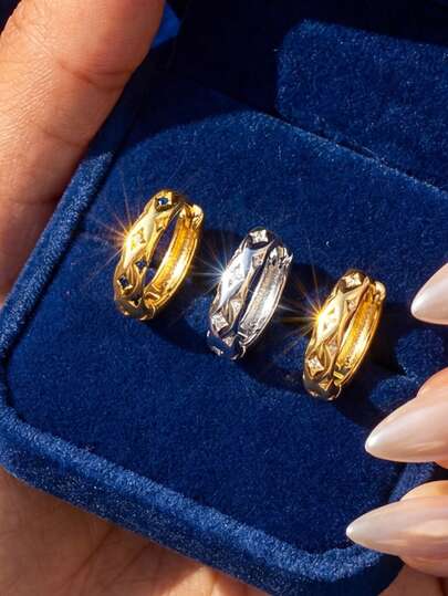 1 Đôi bông tai hình ngôi sao và tròn đính đá Zirconia thanh lịch, chất liệu bạc 925, phù hợp để đeo hàng ngày, dễ dàng phối với mọi trang phục, cũng là phụ kiện hoàn hảo cho các buổi hẹn hò và tiệc tùng.