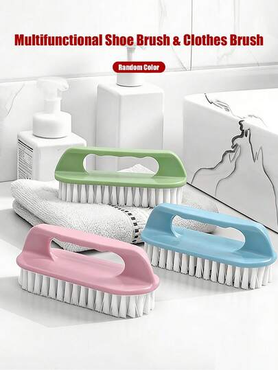 1PC Multifunctional Handheld Laundry Brush And Soft-Bristle Shoe Brush With An Ergonomic Non-Slip Handle. Gentle On Fabric Surfaces, It Can Also Be Used For Deep Cleaning Bathroom Tiles And Floors. Featuring A Hangable Design For Easy Storage And Drainage, It Is An Essential Cleaning Tool For Bathrooms And A Versatile Household Item.