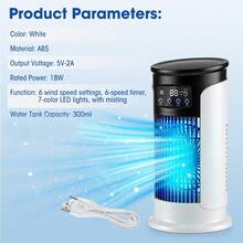 Hailicare 便携式桌面风扇，6档风速，USB供电，迷你定时家用/办公空气冷却器，带加湿功能、雾化功能、氛围灯和数字显示屏，无电池充电功能 - 檯面風扇 - 查看 9