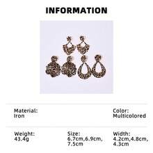 6 buc cercei cu pandantiv circular, vintage, eleganți, cu imprimeu leopard, frunze, picătură de apă, stil boem, potriviți pentru ținutele zilnice, de petrecere și evenimente ale femeilor - Multicolor - Vizualizare 11