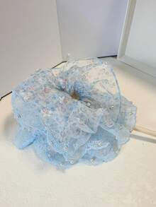 1 chiếc dây buộc tóc mùa hè bằng polyester họa tiết hoa nhí thanh lịch, ren hoa đính ngọc trai giả, đường kính lớn, thích hợp buộc tóc đuôi ngựa, sử dụng hàng ngày, khi đi du lịch, nghỉ lễ, chụp ảnh, buộc tóc, dùng khi rửa mặt, phụ kiện tóc trang điểm tại nhà, phòng tập thể dục, phụ kiện nữ, phụ kiện đội đầu, dây chun buộc tóc. - Nhiều màu - Xem 13