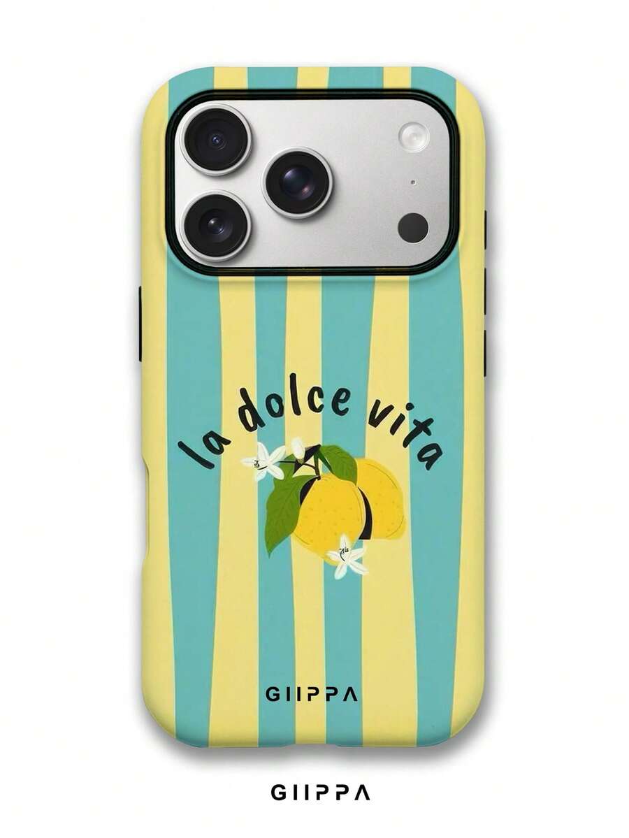 1 Stück Handyhülle mit blau-gelbem gestreiftem Hintergrund und Zitronen Muster, geeignet für Handy 17 Pro Max, 16 Pro Max, 15 Pro Max, 14 Pro Max, koreanischer stylischer und interessanter Handyhülle, kompatibel mit 11/12/13/14/15/59 Pro Max Plus, elegantes Design für Männer und Frauen, ideales Geschenk zu Weihnachten, Valentinstag, Ostern, Hochzeitssaison und Geburtstag für die Freundin - Verschiedenfarbig - Übersicht 1